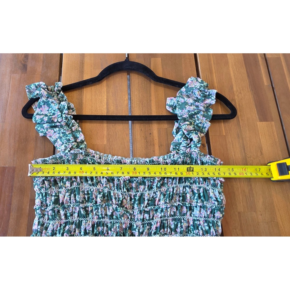 Max Studio London Floral Smocked Maxi Dress M Cottage Peasant Fairy Boho Garden - Picture 6 of 7